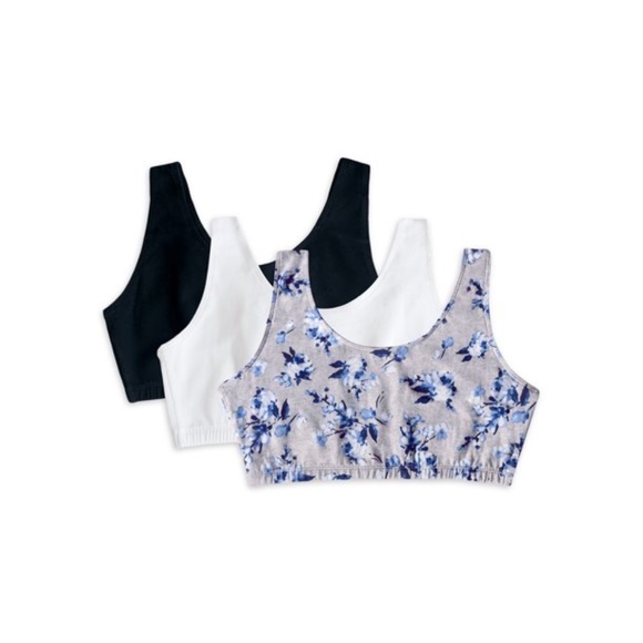 Fruit of the Loom Women's Tank Style Cotton Sports Bra, 3-Pack - Picture 1 of 8
